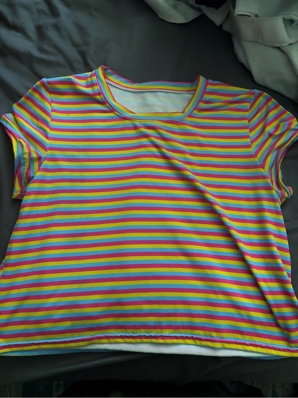 Short Sleeve Rainbow Stripe Tee - Multi